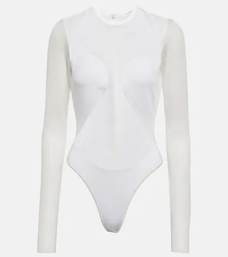 Crepe silk-blend bodysuit