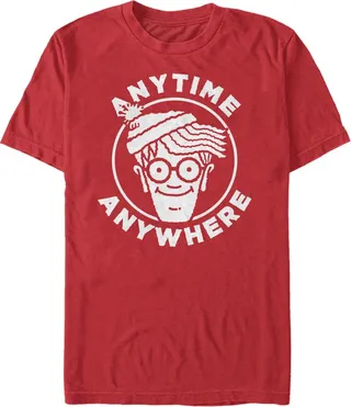 Fifth Sun Where's Waldo Men's Anytime Anywhere Big Face Logo Short Sleeve T-Shirt