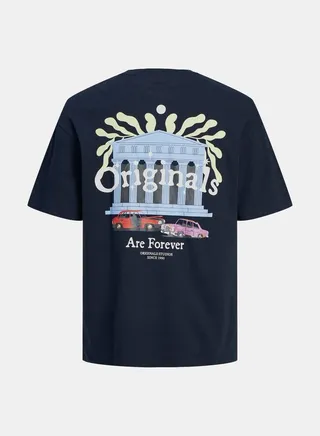 Original Front and Back Print Knit Crew Neck T-Shirt