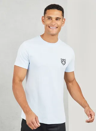 Tiger Embroidered Cotton Rich Regular Fit T-Shirt