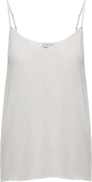 White Camisole Top With Adjustable Spaghetti Straps In Silk Woman Equipment