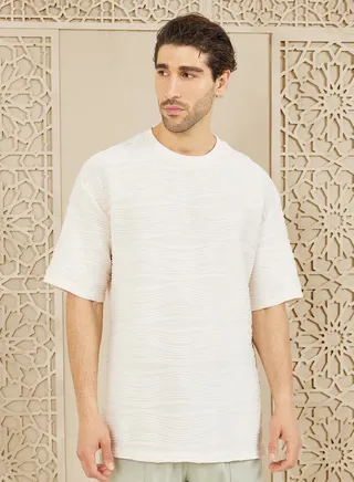 Textured Knit Boxy Fit T-shirt