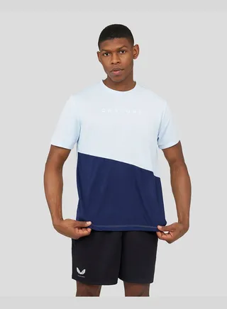 Ice Blue Colourblock Asymmetric Tee