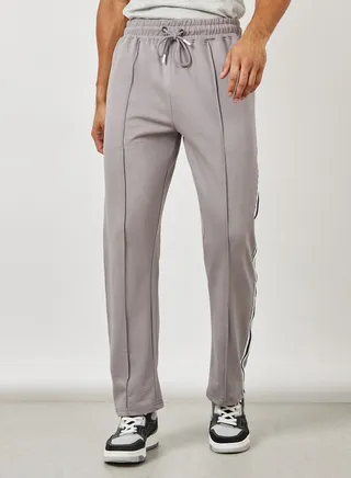 Side Taping Pintuck Detail Straight Fit Jogger