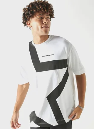Slogan Print Crew Neck T-Shirt