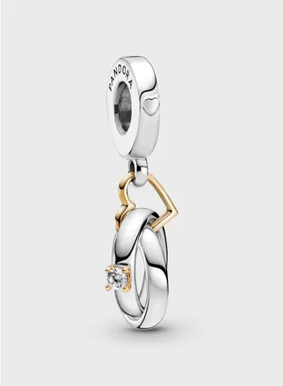 Two-Tone Wedding Rings Dangle Charm
