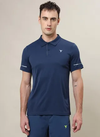 Solid Slim Fit Polo T-Shirt with Short Sleeves