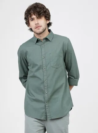 Solid Chest Pocket Shirt with Long Sleeves