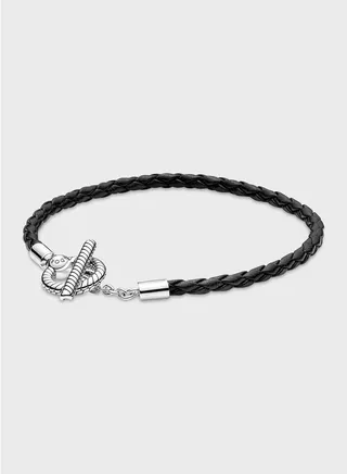 Pandora Moments Braided Leather T-Bar Bracelet