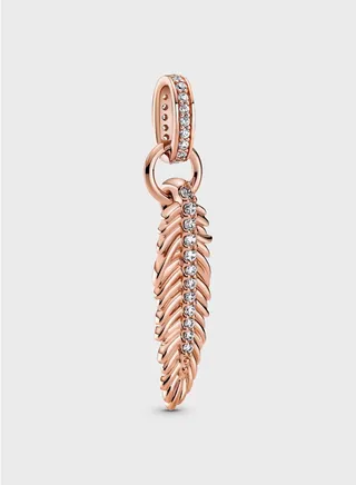 Sparkling Feather Dangle Charm
