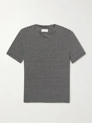 Striped Cotton and Linen-Blend T-Shirt