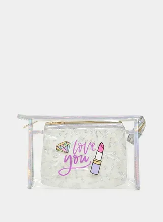 Printed Washbag with Quilted Pouch