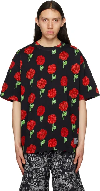 Versace Jeans Couture Black Roses T-Shirt