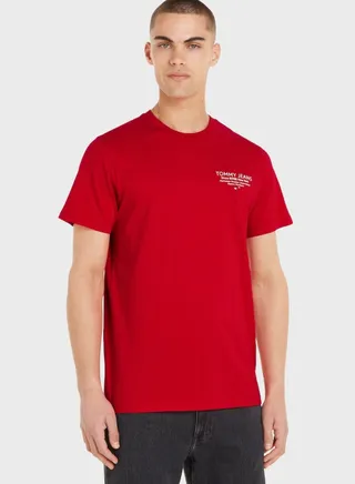 Text Print Crew Neck T-Shirt