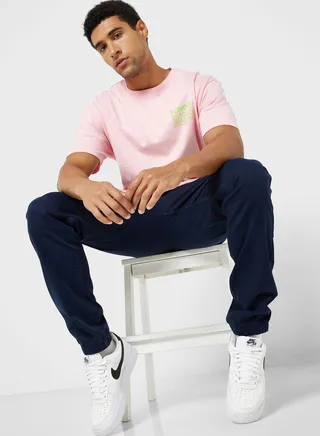 Text Print Crew Neck T-Shirt