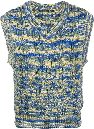 Abstract-Knit V-Neck Vest