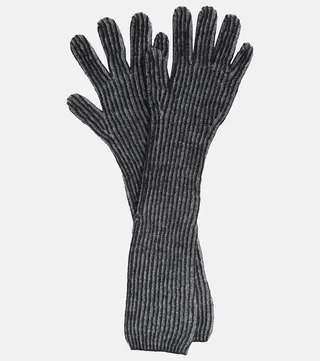 Ribbed-knit wool-blend gloves
