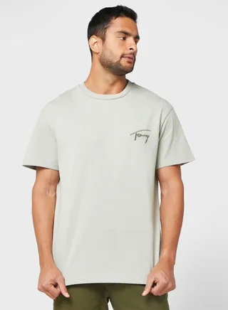 Signature Text Print Crew Neck T-Shirt
