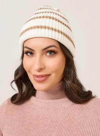 Two Tone Striped Design Beanie