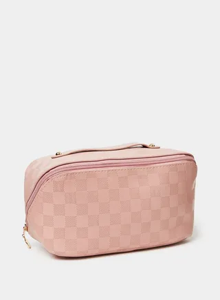 Check Design Washbag With Top Handle