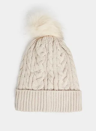 Pompom Design Knitted Scarf