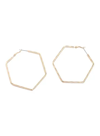 Geometric Hexagon Hoop Earrings