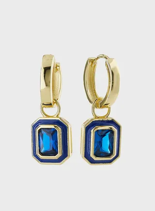 Bezel Huggies Hoop Earrings