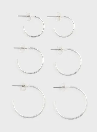 3 Pairs Hoop Earrings