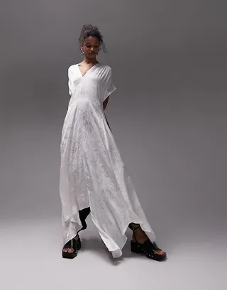 Topshop color block jacquard chuck on midi dress in multi