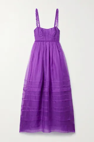 Ulla Johnson - Priscilla Ruffled Tiered Silk-organza Midi Dress - Purple