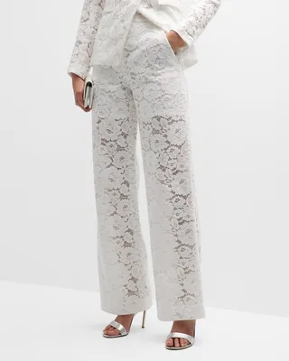 Tonelli Lace Wide-Leg Tailored Pants