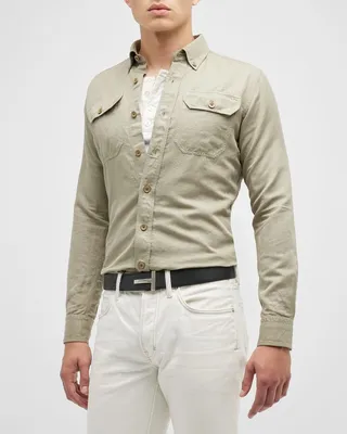 Men's Linen-Cotton Slim-Fit Sport Shirt