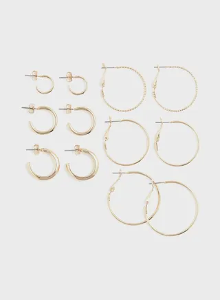 6 Pairs Hoop Earrings