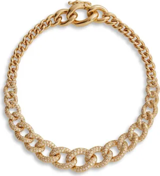 Graduated Pavé Diamond Link Yellow Gold Bracelet