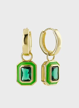 Bezel Huggies Hoop Earrings