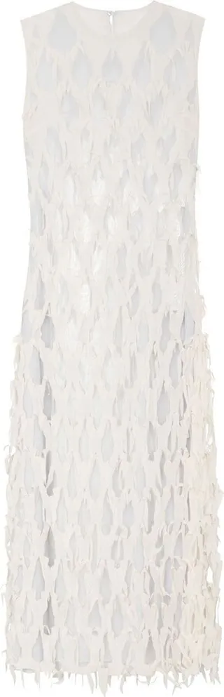 Distressed-Overlay Silk Dress