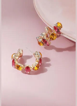 Gold Plated Party Designer Stone Drop Earring For Women