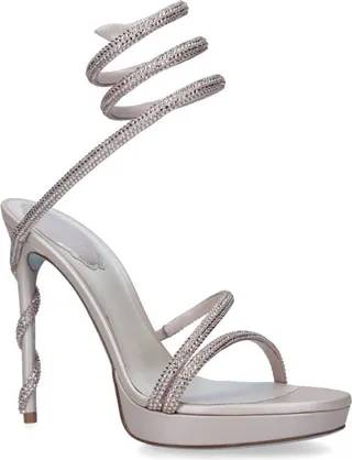 René Caovilla Leather Cleo Platform Sandals 120
