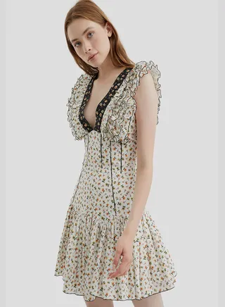 Printed Surplice Neck Dress