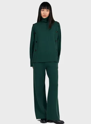 Elasticated Wide-Leg Knit Trousers