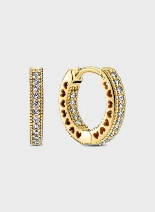 PavÃ© Heart Hoop Earrings