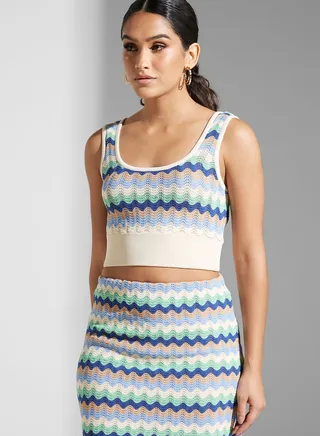 Printed Knitted Crop Top
