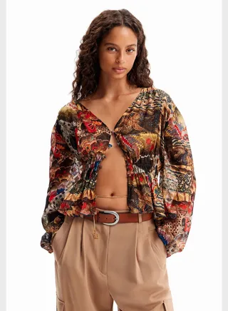 Floral Print Ruched Detail Top