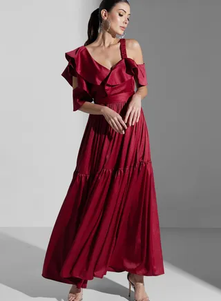 Frill Sleeve Ruffle Dress