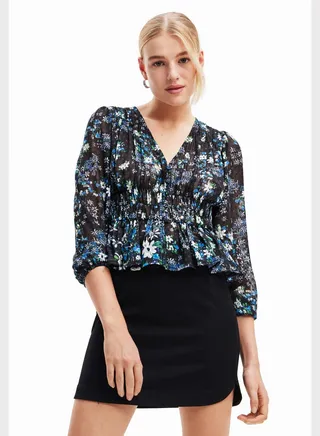 Floral Print Ruched Detail Top