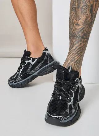 Textured Metallic Detail Sneakers