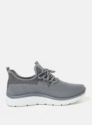 Striped Texture Low Top Lace Up Sneakers