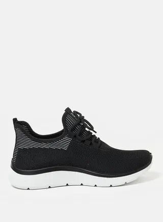Striped Texture Low Top Lace Up Sneakers
