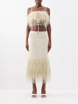 Fringed Cutout Cotton-blend Midi Dress