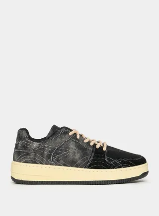 Stitch Detail Platform Sole Rope Lace Up Sneakers